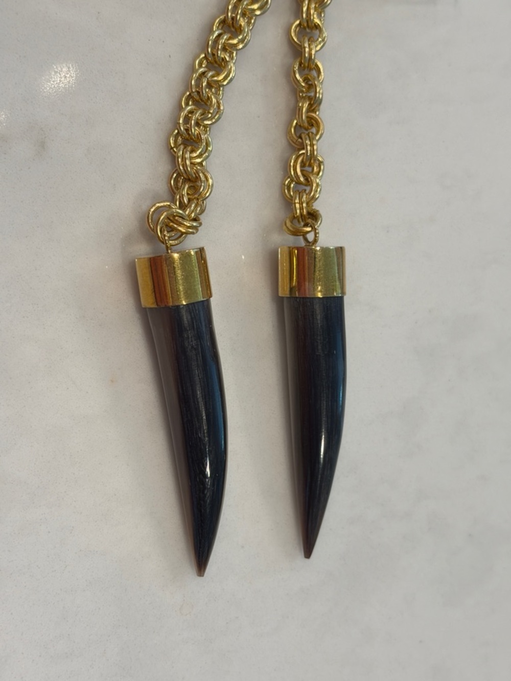 Rare SOKO Gold Knotted Unique Genuine Horn Lariat Necklace (#9)